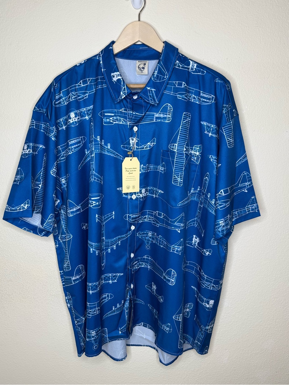Hardaddy Aircraft Blueprint Hawaiian Shirt NWT